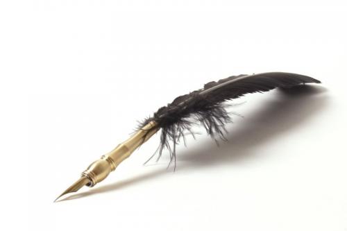Ручка-перо с золотым напылением в подарок Овну