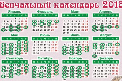 Календарь венчаний на 2015год