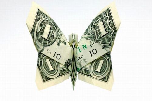 Бабочка - оригами из денег