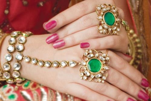 Оригинальные индийские ювелирные украшения - браслет кольцо Жади